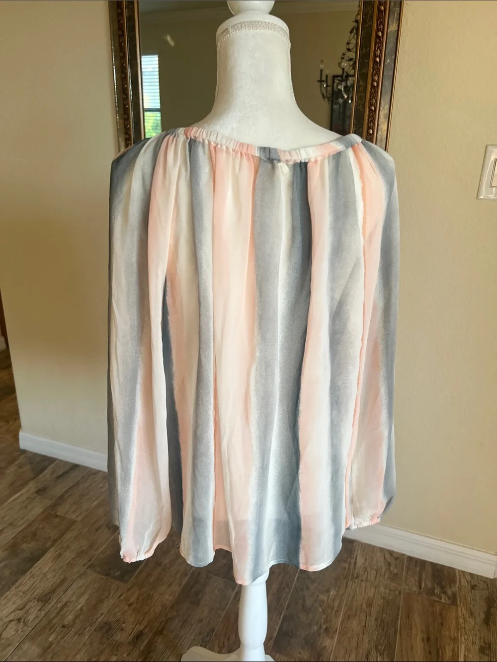 lovestitch Pastel Striped Sheer Blouse in Soft Blue and Pink - Picture 7 of 13